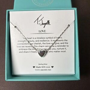 Sterling Silver T. Jazelle Solid Heart Pendant Necklace 18"-20" 925 New in Box